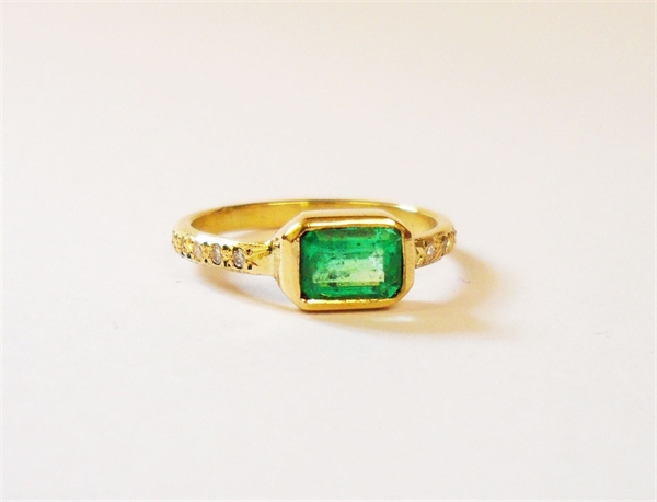18ct Gold Emerald & Diamond Ring – SOLD – Jewellery by Lora Leedham